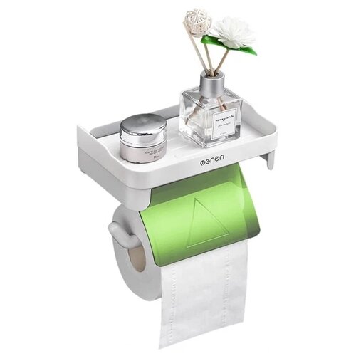 Держатель для туалетной бумаги URM настенный с пластиковой полкой 18x13x11 см зеленый D01228 1510₽