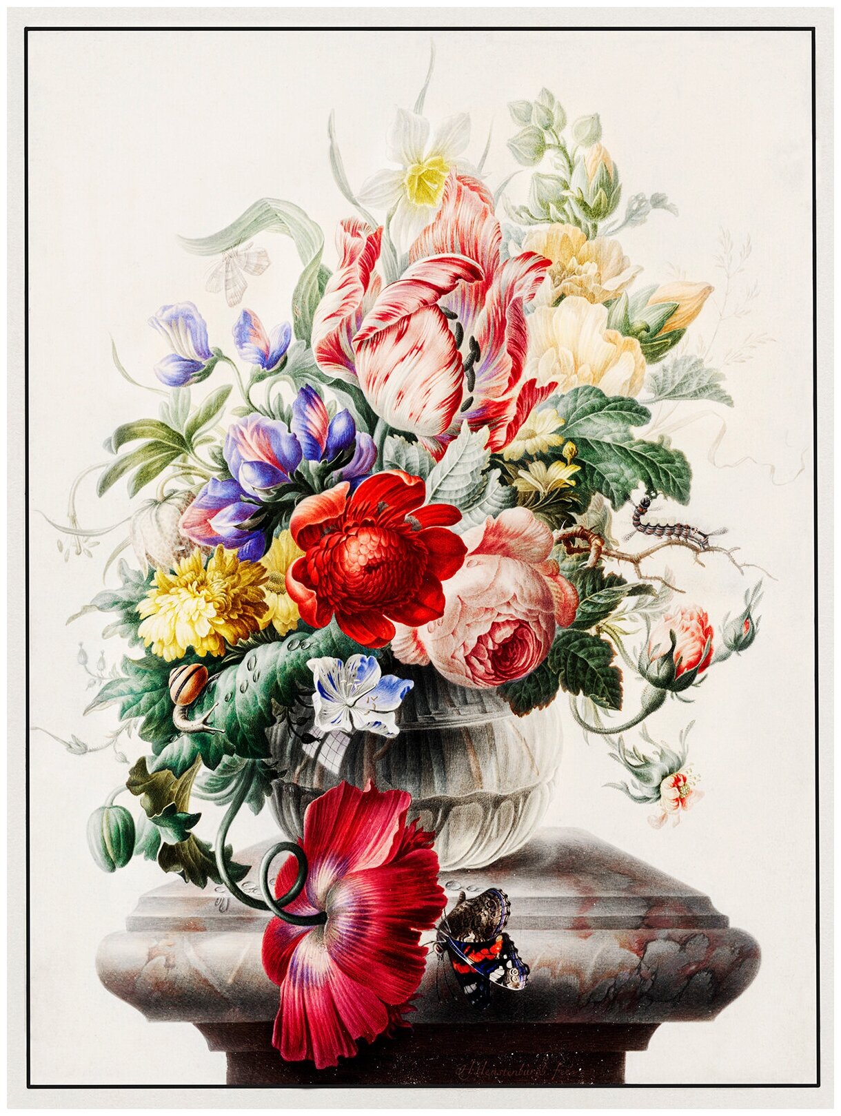Постер / Плакат / Картина Цветы в стеклянной вазе