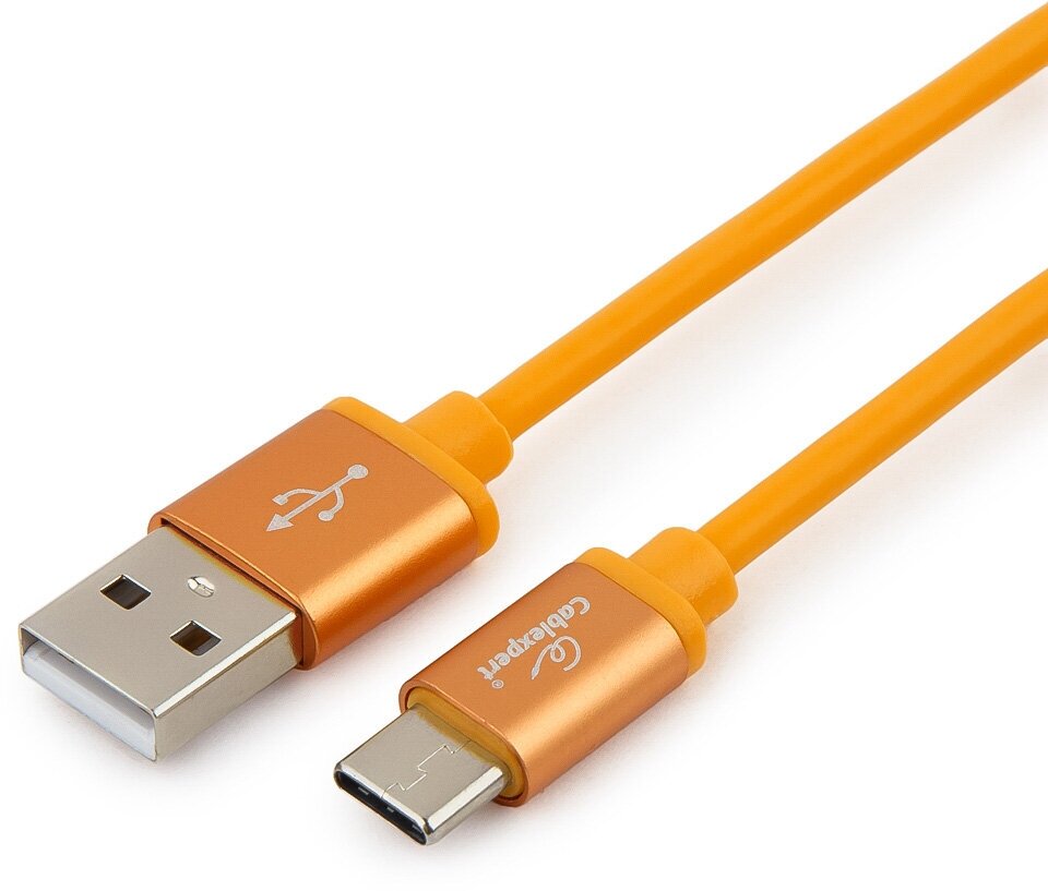 Кабель USB 2.0 Cablexpert CC-S-USBC01O-1M, AM/Type-C, серия Silver, длина 1 м, оранжевый