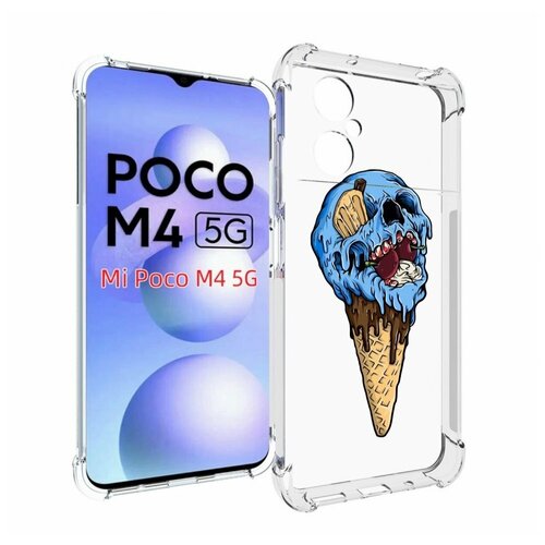 Чехол MyPads мороженное череп для Xiaomi Poco M4 5G задняя-панель-накладка-бампер