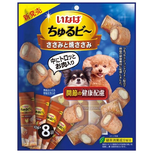 Inaba Churu Bee лакомство для собак, для здоровья суставов, куриное филе (16шт в уп) 8*10 гр