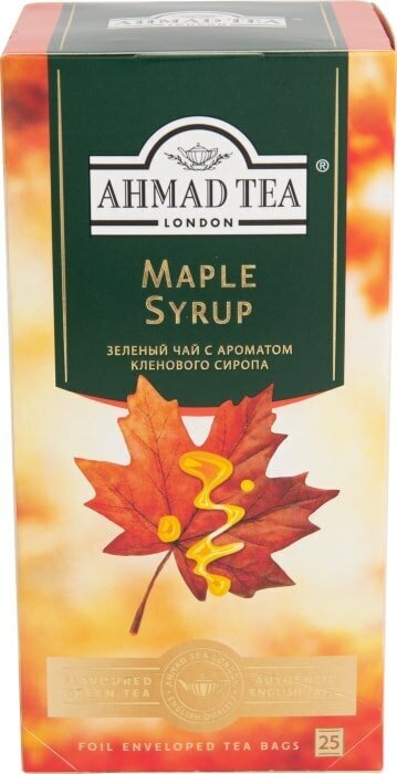 Чай зеленый Ahmad Tea Maple Syrup в пакетиках, 25 пак.