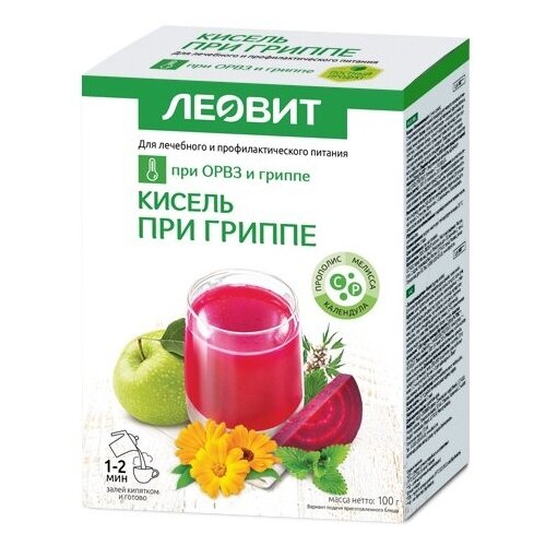 ЛЕОВИТ Кисель при гриппе, сухая смесь, 20 г, 5 шт.