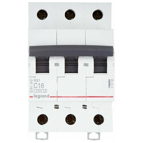 legrand кнопка выключатель на din рейку 1н о контакт 412908 Автоматический выключатель Legrand RX3 (419708) 3P 16А тип C 4,5 кА 400 В на DIN-рейку