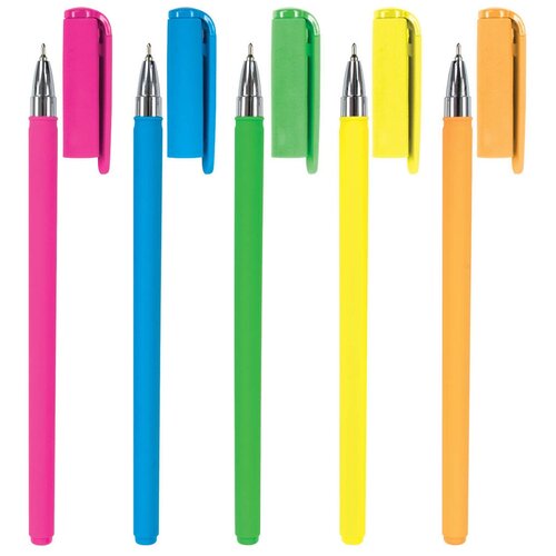 Ручка маслян. LOREX NEON серия Slim Soft Grip 0,50 мм синий цвет корпуса: ассорти резин. грип кругл. прорезин. корп, игловид. наконечник