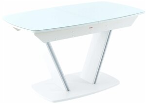 Кухонный стол Аврора М Дрезден Белый, стекло / Белый, шагрень