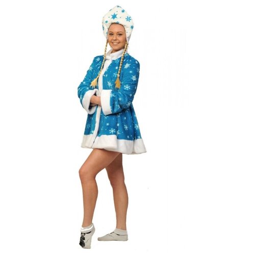 фото Карнавальный костюм карнавалофф - новый год для взрослых. снегурочка мини бирюза, плюш, размер m (46-48/165) карнавалoff