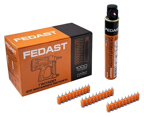 Fedast Гвозди 3. 0*16 мм для монтажного пистолета с кованым наконечником Bullet point в комплекте с fd3016mgbpfc