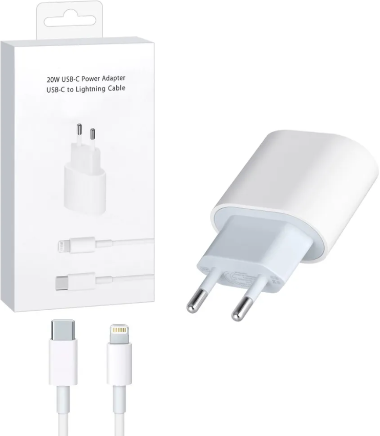 Сетевое зарядное устройство 20 W для iPhone / iPad / AirPods / Быстрая зарядка для айфона 20 ВТ + кабель USB Type-C – Lightning / Fast charge