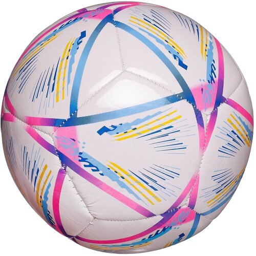 Мяч футбольный с сине-розовыми полосками (22-23 см) - Junfa Toys [L398/сине-розовые]