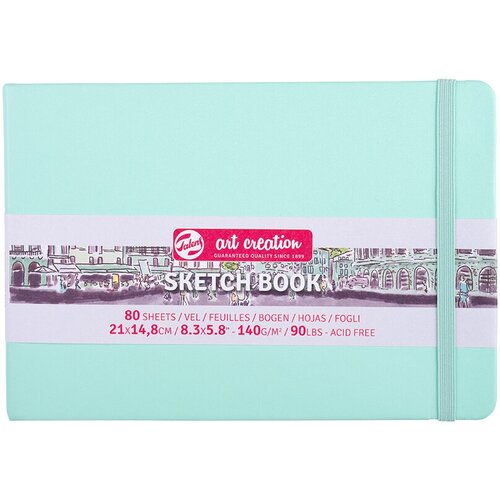 ArtCreation Блокнот для зарисовок 140 г/м2 A5- 14.8 х 21 см твердый переплет 80 л. 9314035M мятный пейзаж
