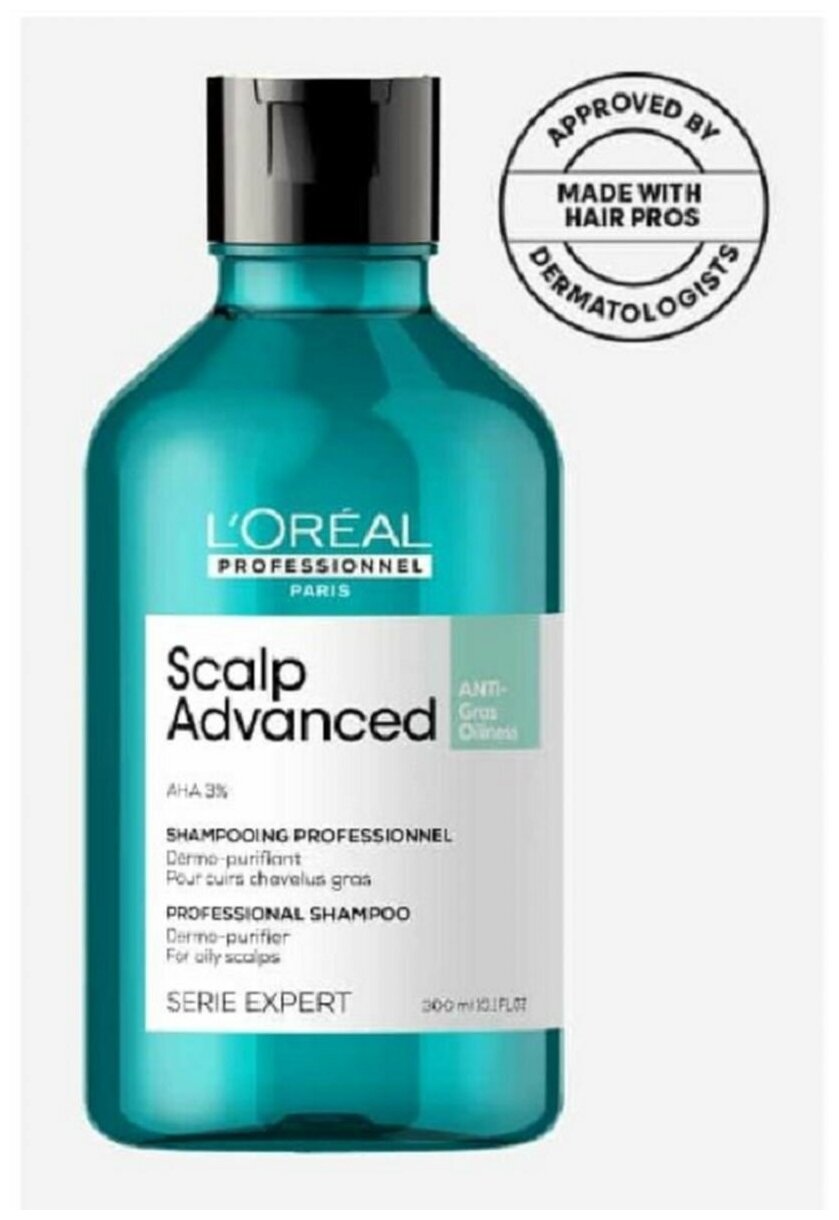 L'Oreal Professionnel Шампунь для волос, для жирной кожи головы, Scalp Advanced Anti-Oiliness 300мл