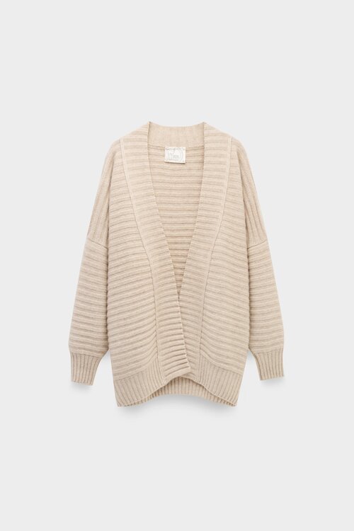 Кардиган Alpe Cashmere, кашемир, длинный рукав, оверсайз, размер OneSize, бежевый