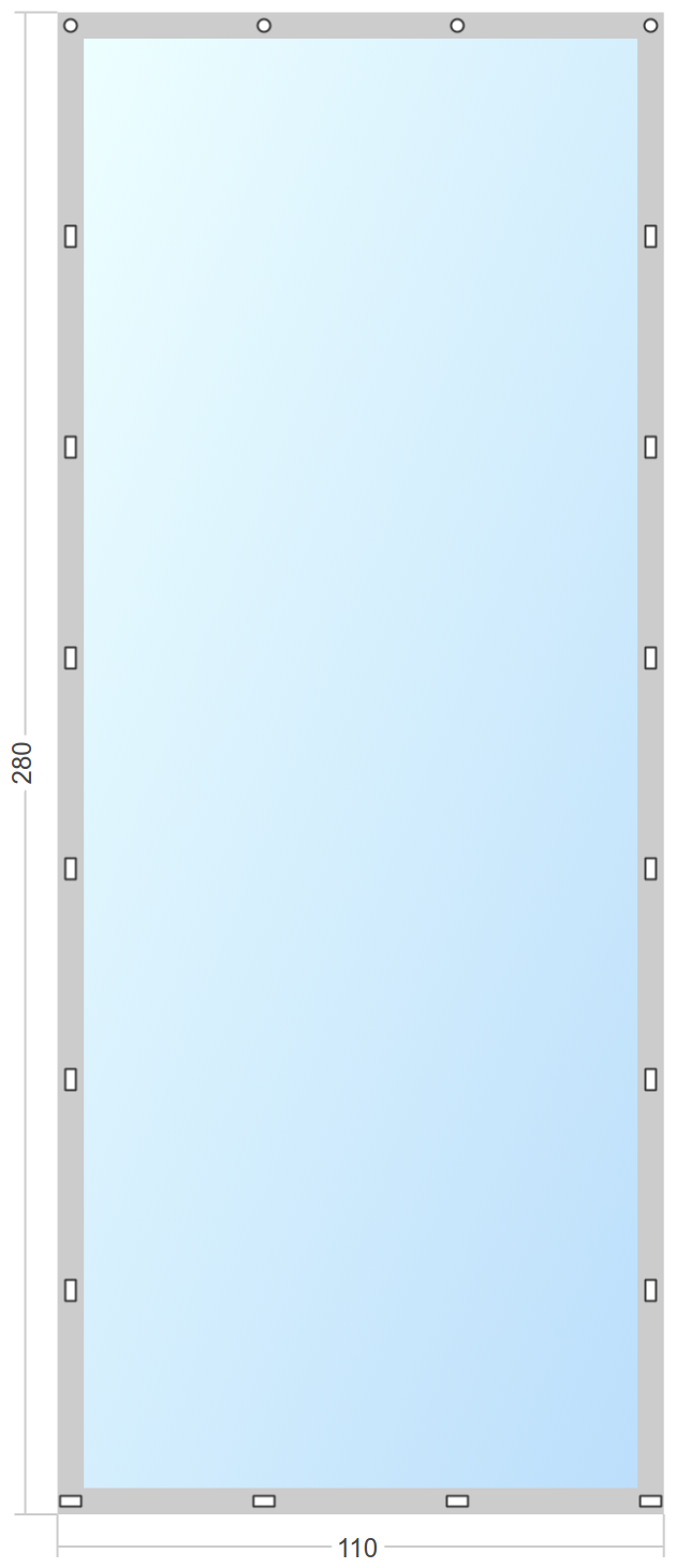 Мягкое окно Софтокна 110х280 см съемное, Скоба-ремешок, Прозрачная пленка 0,7мм, Серая окантовка, Комплект для установки - фотография № 3