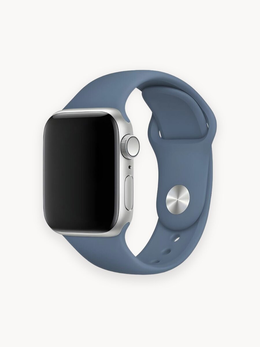 Ремешок для Apple Watch 38mm 40mm 41mm 42mm силиконовый, размер S-M, Серо-Синий