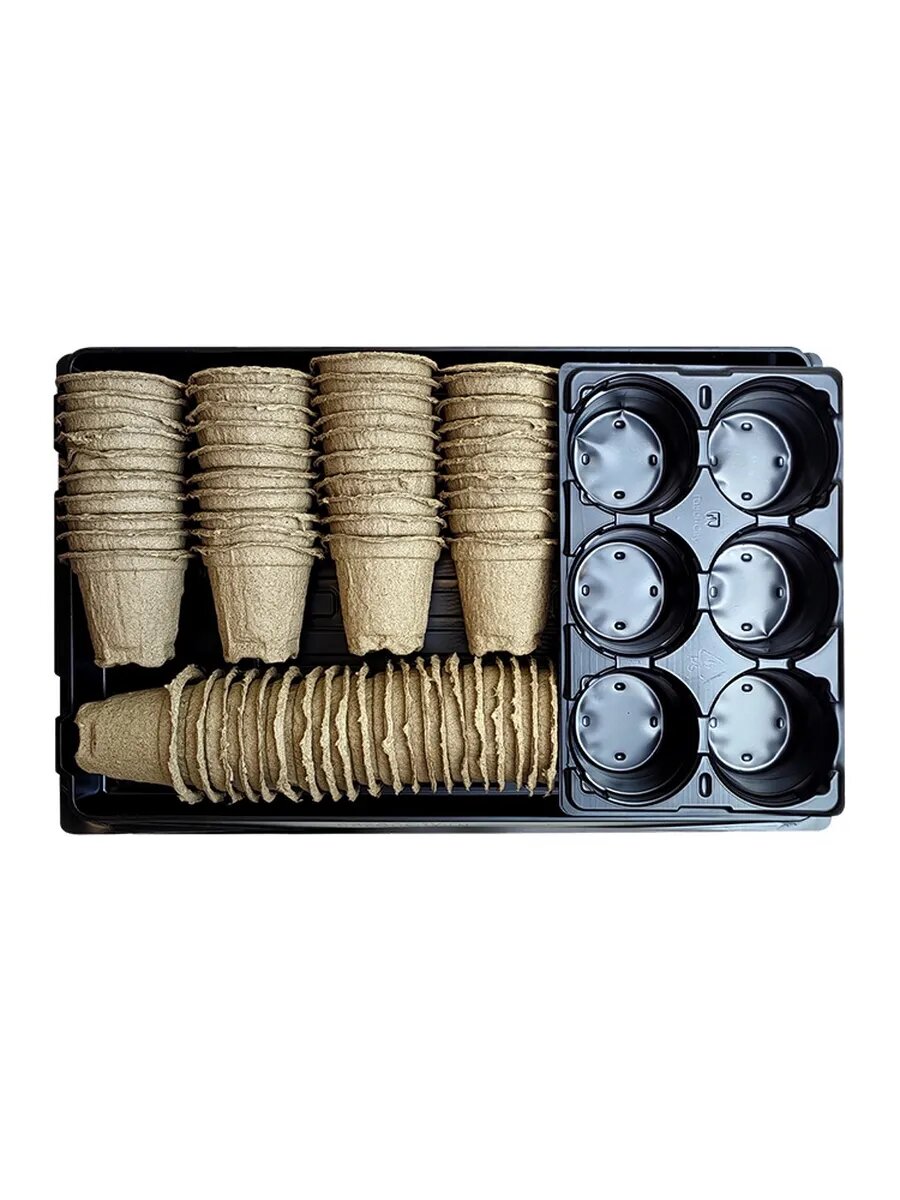 Набор для выращивания овощных № 1 (Поддон большой-3 шт торф горшки 80*80*60 шт подставка на 6 ячеек-5 шт)