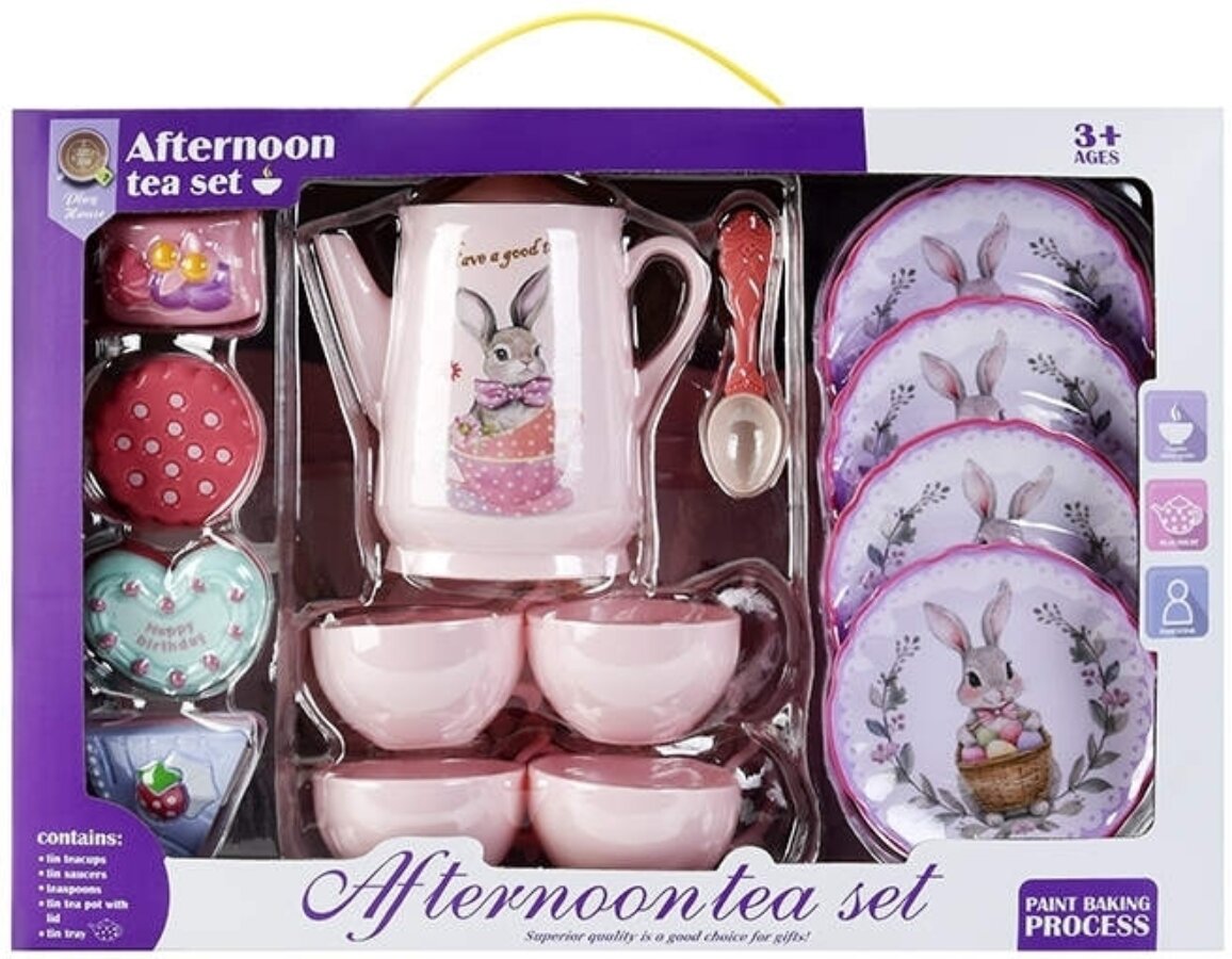 Игровой набор Чаепитие 18 предметов с зайиками