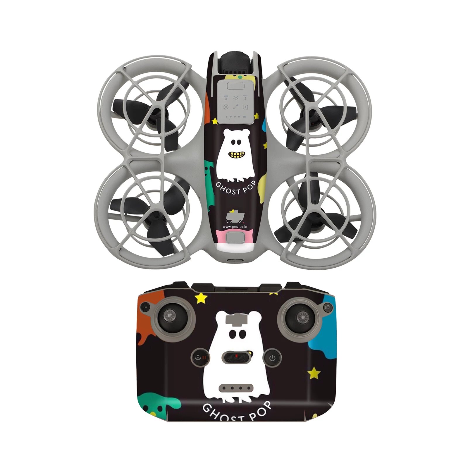 Защитная ПВХ-наклейка DJI Mavic Neo для корпуса дрона и пульта - Призрак маленький Q, 1 лист