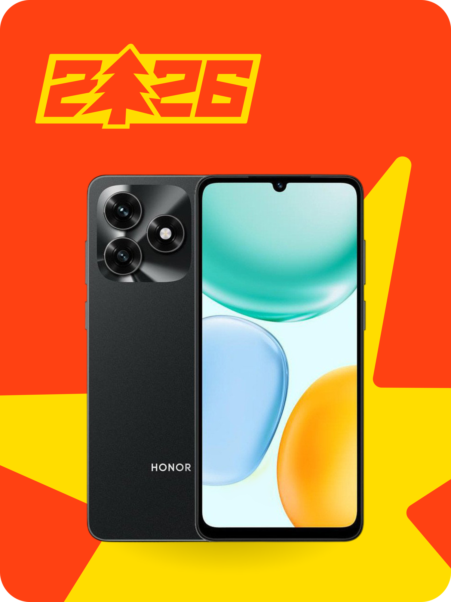 Смартфон HONOR X5c, 4/64GB, Черный, 5260 mАч, 6.74'. 90 Гц, 13 МП с ИИ функциями