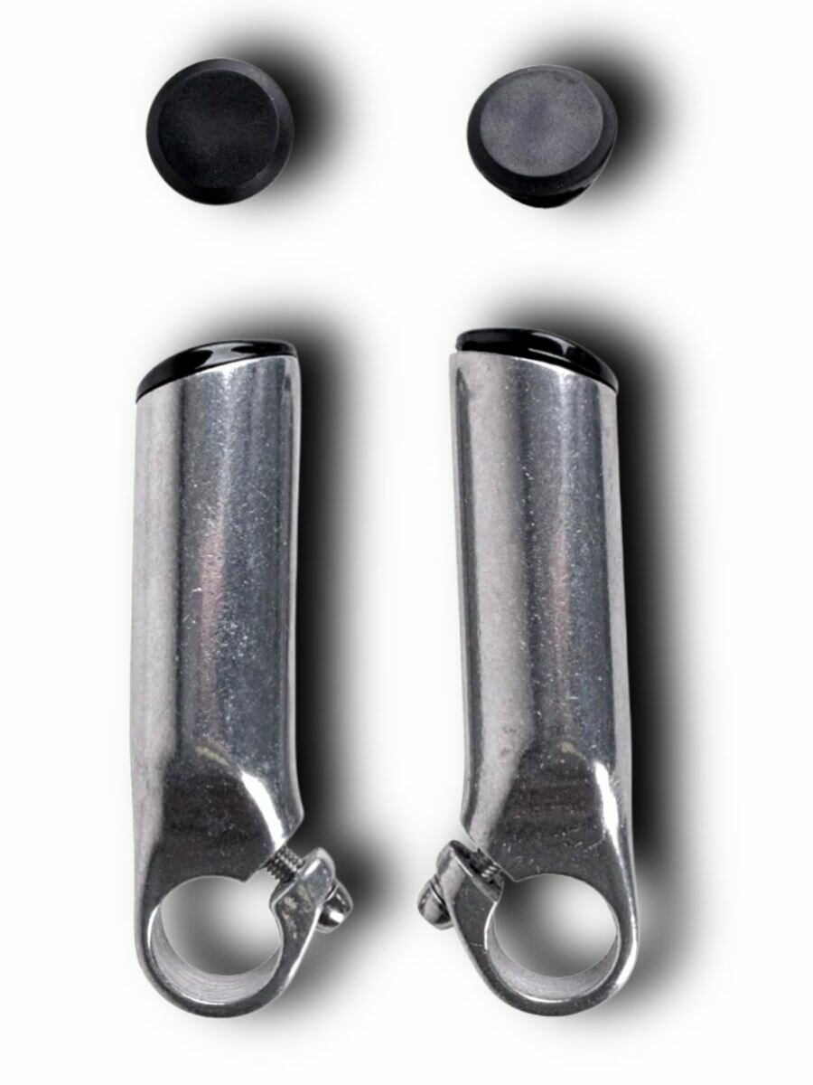 Рога на руль AL, L100мм, + заглушки, серебро — фото 1