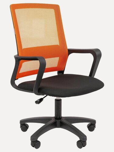 Изображение товара Офисное кресло CHAIRMAN 606 LT ткань/сетка, черный/оранжевый с подлокотниками и регулировкой по высоте для оператора