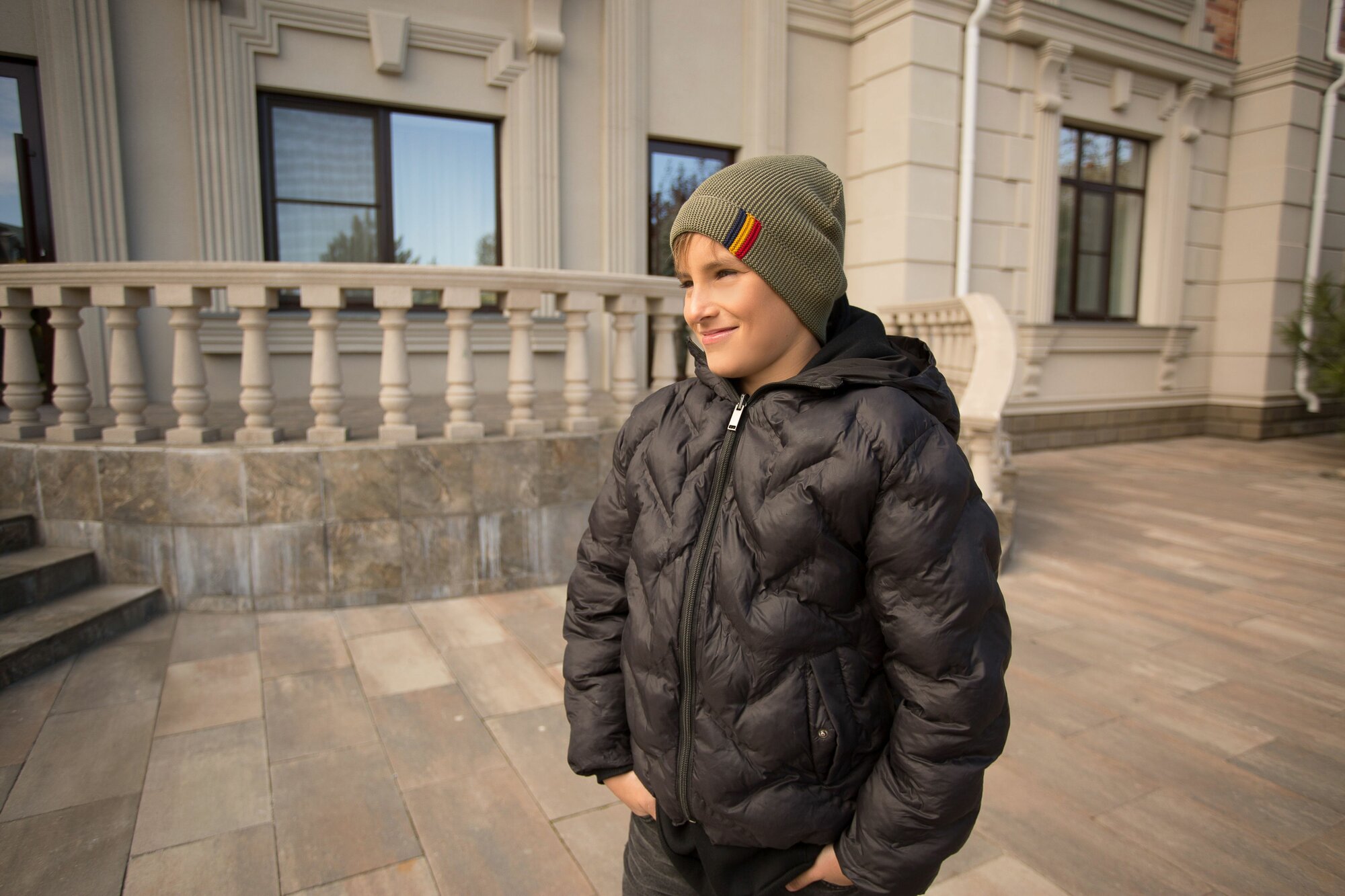 Шапка-бини Андерсен Весна-лето 2024 для мальчиков, размер 54-56, хаки — фото 1