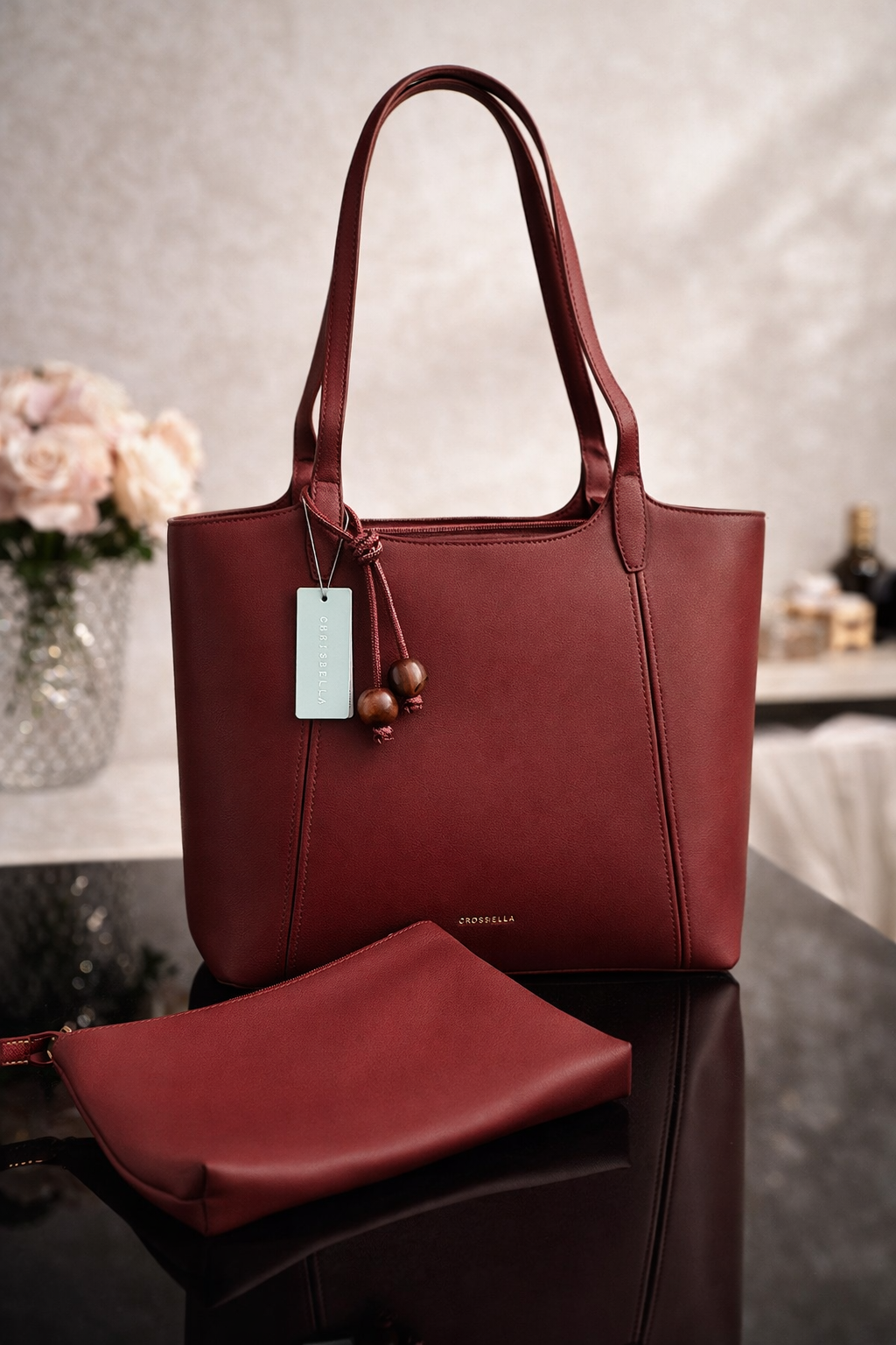 Сумка тоут Chrisbella tout, фактура матовая, бордовый — фото 1