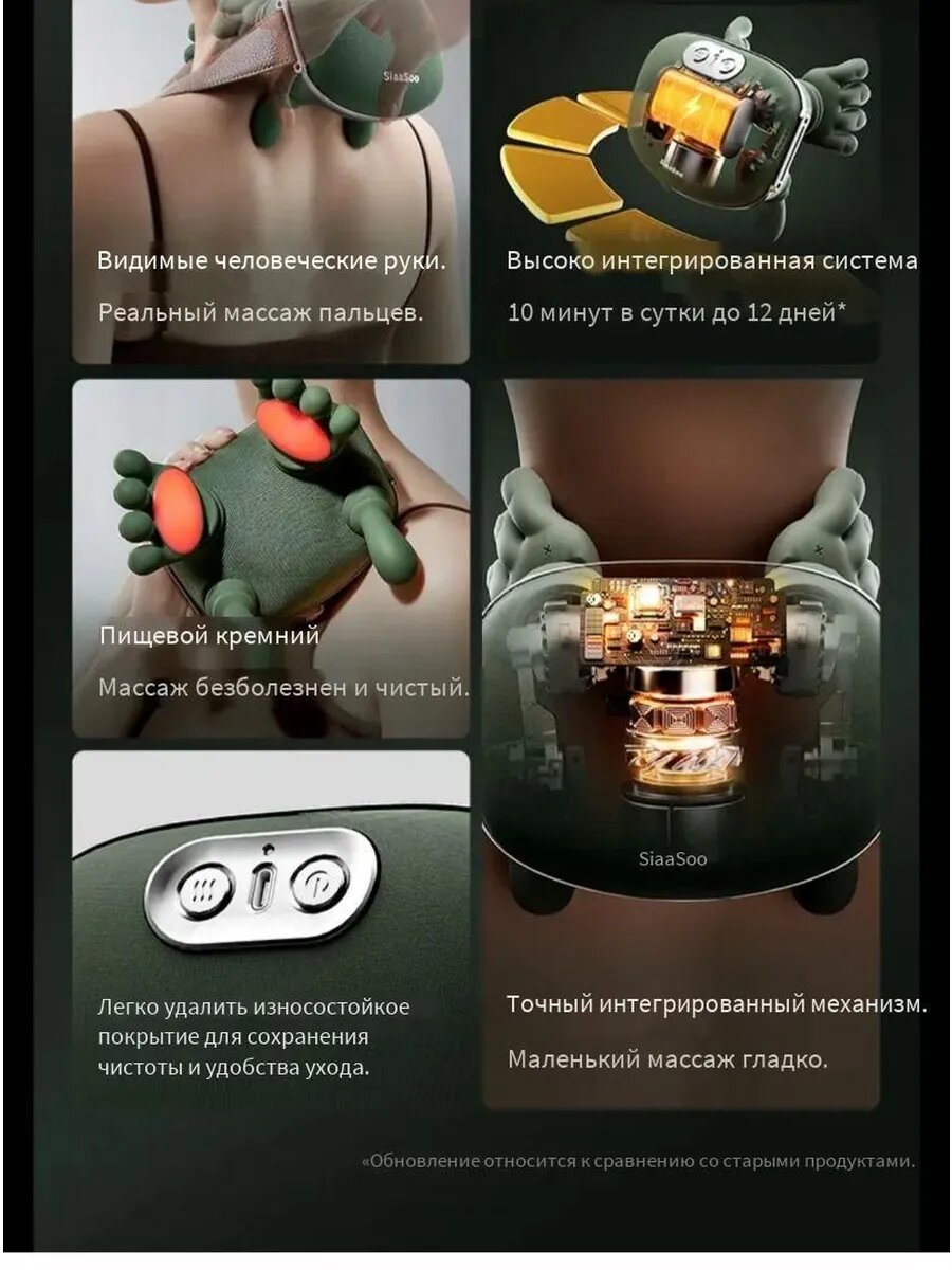 Массажер, для шеи, тела, рук и ног, с подогревом, 4 режима, гипоаллергенный — фото 1