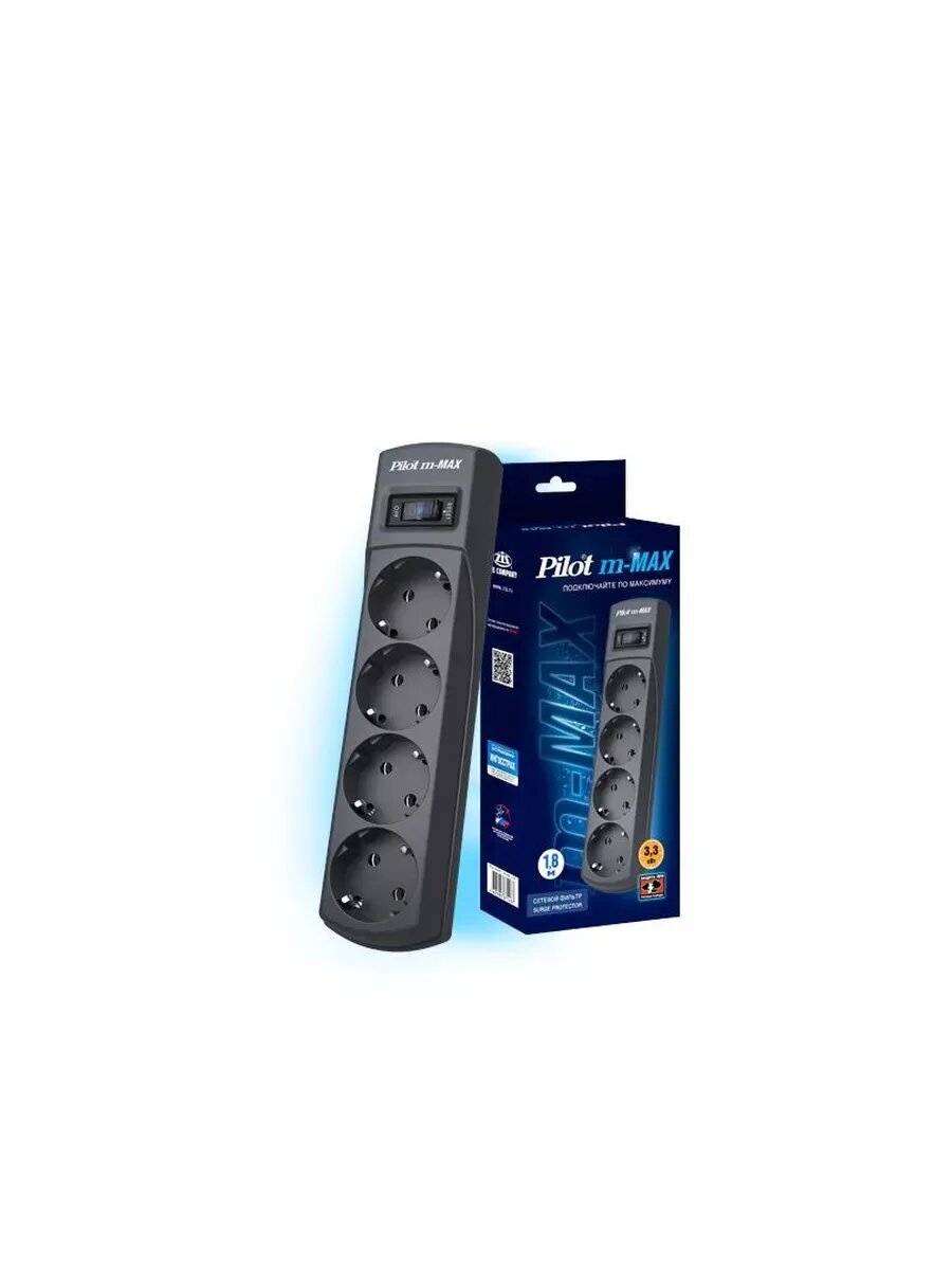 Сетевой фильтр ZIS 1.8m 4 розетки, мощность 3300 Вт