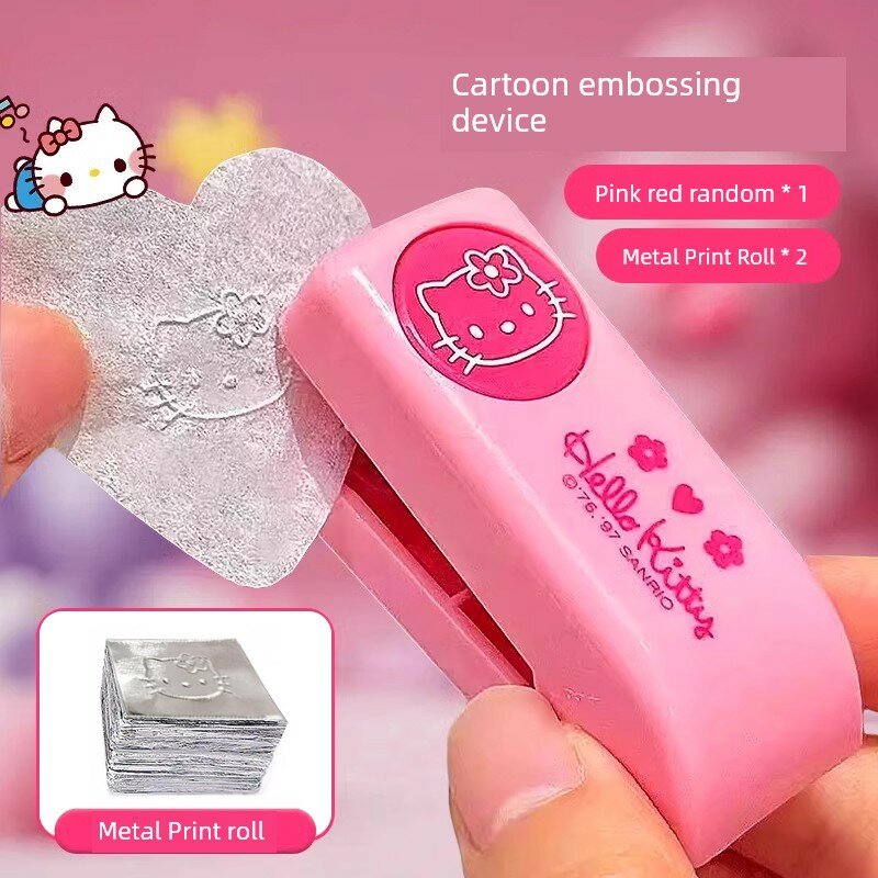 Hello Kitty Эмбоссер для девочек: милый инструмент для рукоделия с 2 металлическими эмбоссинг-роликами для канцелярии,