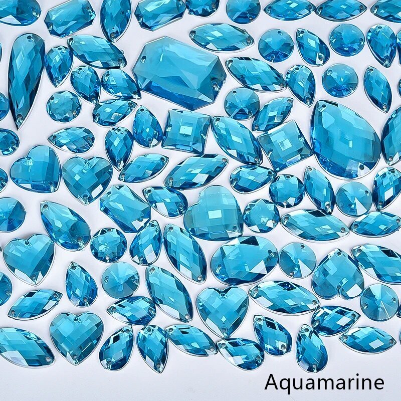 Акриловые стразы Aquamarine, смешанные формы, 25г