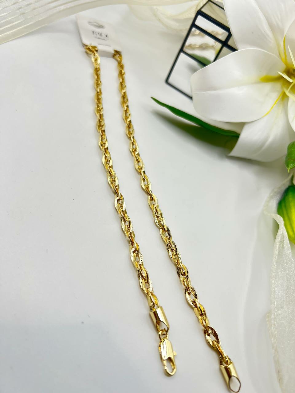 Комплект бижутерии: кольцо, размер кольца 19.25, размер браслета 19 см, размер колье/цепочки 50 см, золотой — фото 1