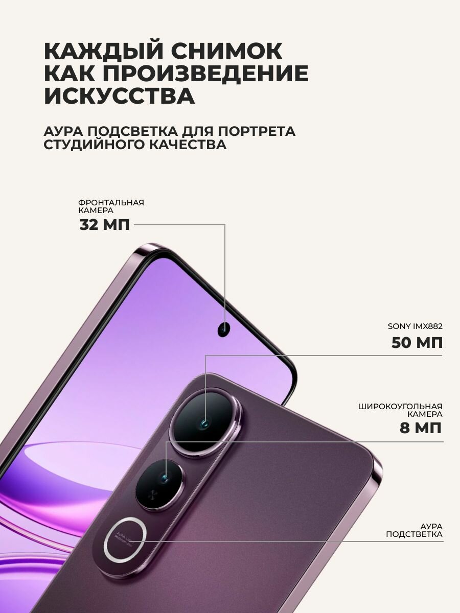 Смартфоны Vivo V50 Lite 5G 12/256GB Phantom Black — фото 1