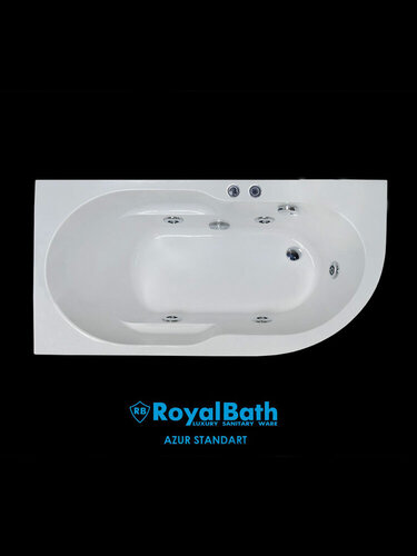 Изображение товара Гидромассажная ванна акриловая угловая левая Royal Bath Azur 140х80х60 с каркасом и панелью COMFORT