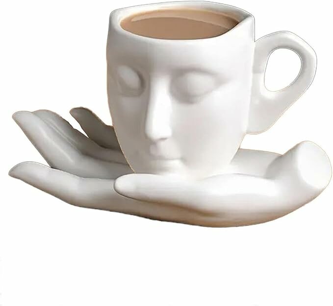 БокалЧашка для чая и кофе керамическая "философ", черная, 260 мл, набор: чашка, блюдце, ложка