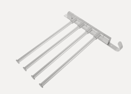 Изображение товара Держатель для полотенец, серебристый, поворотный механизм, 32x33 см, 4 штанги