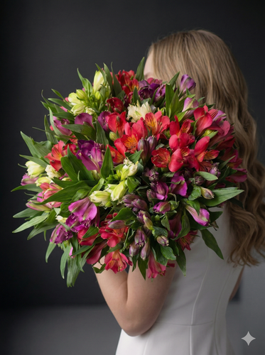 Изображение товара Букет живых цветов ярких альстромерий – взрыв красок и долгая радость!