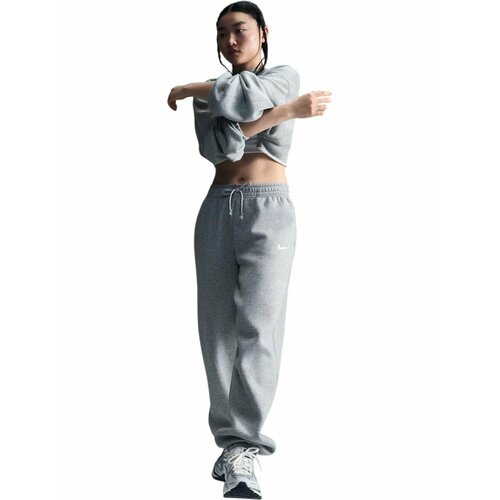 фото Брюки спортивные nike phoenix fleece high-waisted oversized tracksuit, размер l, серый