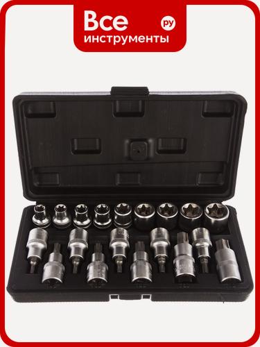 Изображение товара Набор головок TORX E10-E24, Т20-Т70 DR1/2", 19 шт, в пластиковом кейсе АвтоDело 39840 14635, пластиковая