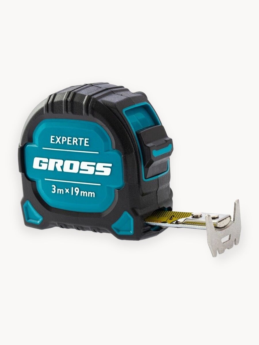 Рулетка Experte,3 м x 19 мм, двухкомпонентный корпус, магнит, двухсторонняя разметка, нейлон Gross