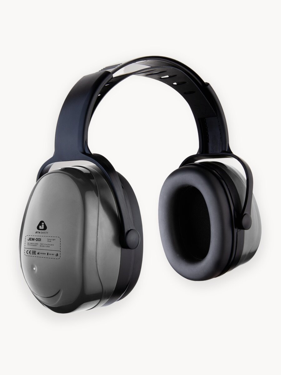 Противошумные защитные наушники Jeta Safety JEM-001 с регулировкой оголовья, акустическая эффективность 28 дБ, серые