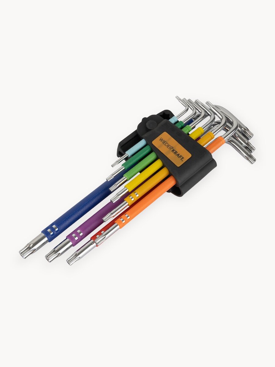 Набор ключей TORX экстра-длинные T10-T50, 9 шт, сталь S2, WIEDERKRAFT WDK-TL1050