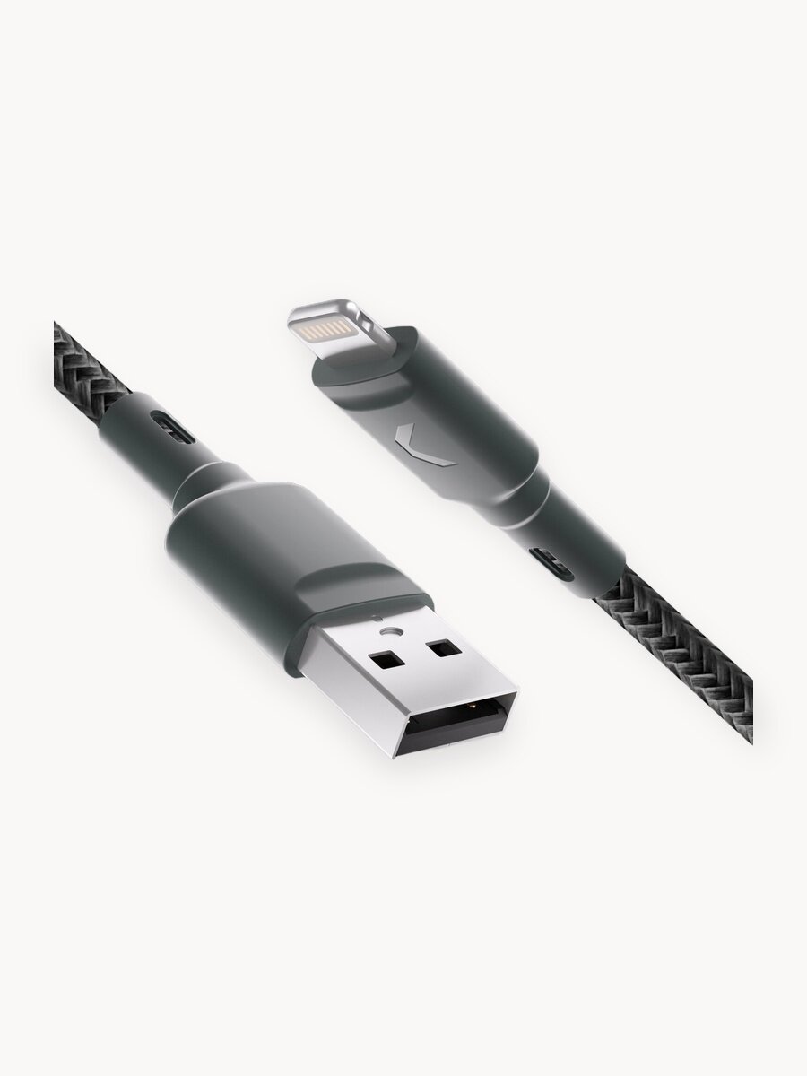Кабель COMMO Range Cable USB A - Lightning MFI, 1.2 м, Графитовый