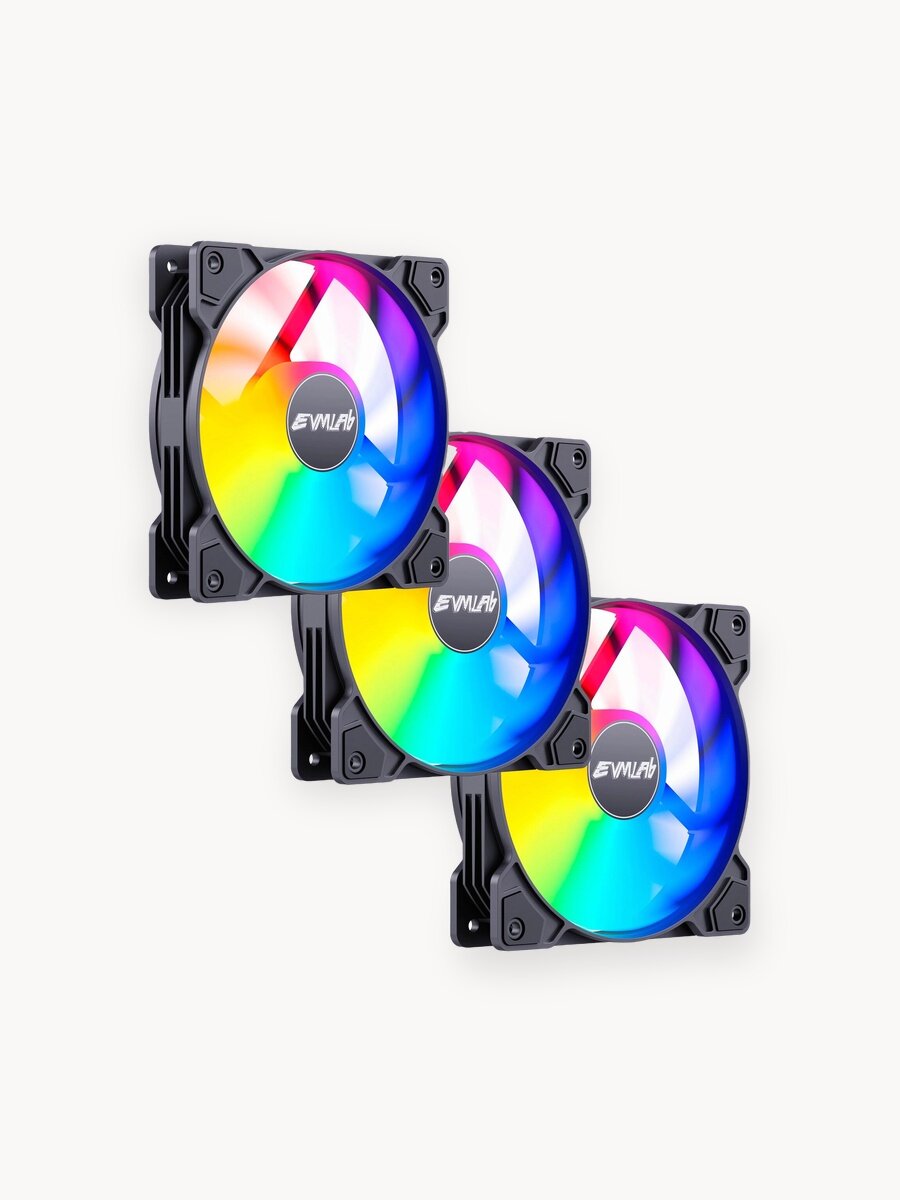 Комплект вентиляторов ПК 3шт 120мм 4pin PWM контроль подсветки ARGB 3pin 5V черный