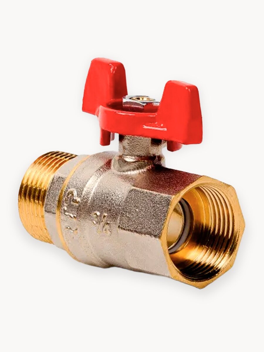 Шаровый кран 3/4 дюйма RTP шаровой латунный вн/нар PN 25 ручка бабочка