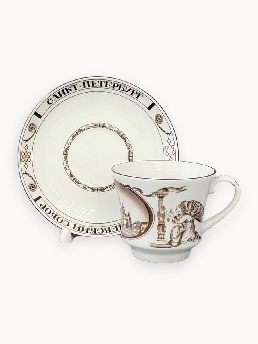Чайная пара "Исаакиевский собор" форма Банкетная , Императорский фарфоровый завод, 220 мл