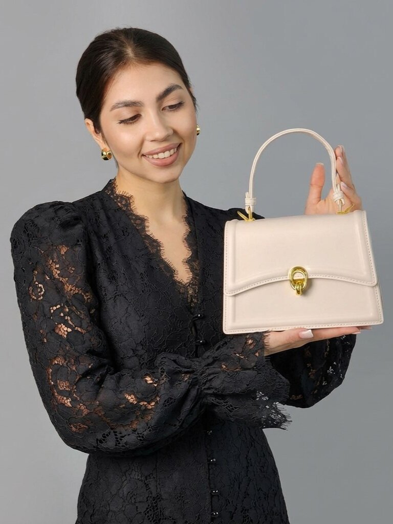 Сумка кросс-боди Evangelina May, фактура гладкая, молочный — фото 1