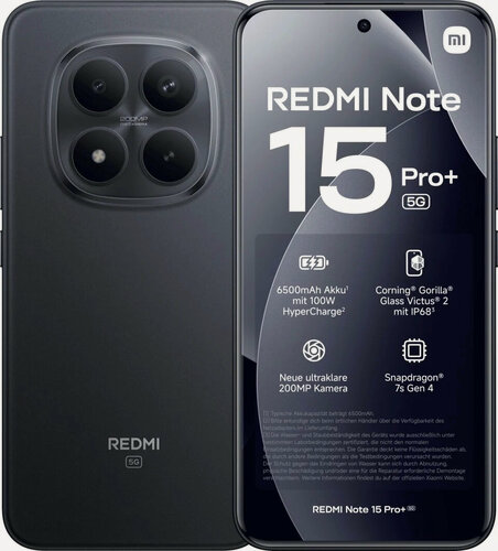 Изображение товара Смартфон Xiaomi Redmi Note 15 Pro+ 5G 12/512Gb черный, 200Мп, IP68