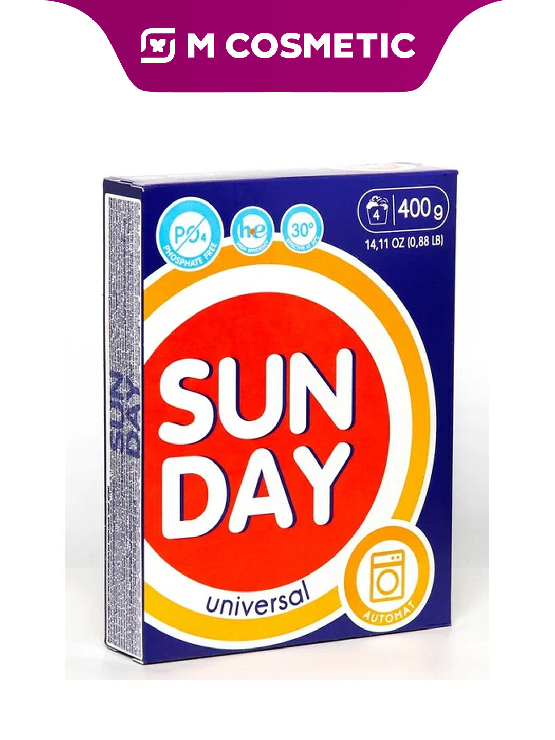 Стиральный порошок SUNDAY, Универсальный, для автоматической стирки, 400 г