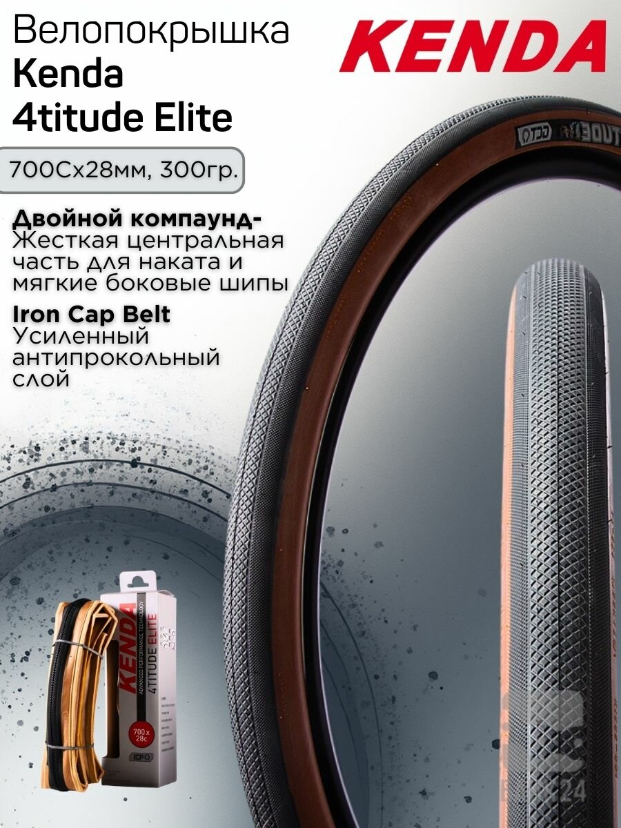 Велопокрышка складная Kenda 4titude Elite (K1225) 700x28C, антипрокольная, коричневая